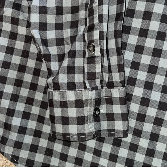 Lacoste Shirt Mens 46 Gray Check Modern Fit Long Sleeve Button Down Gray Black - Picture 6 of 9